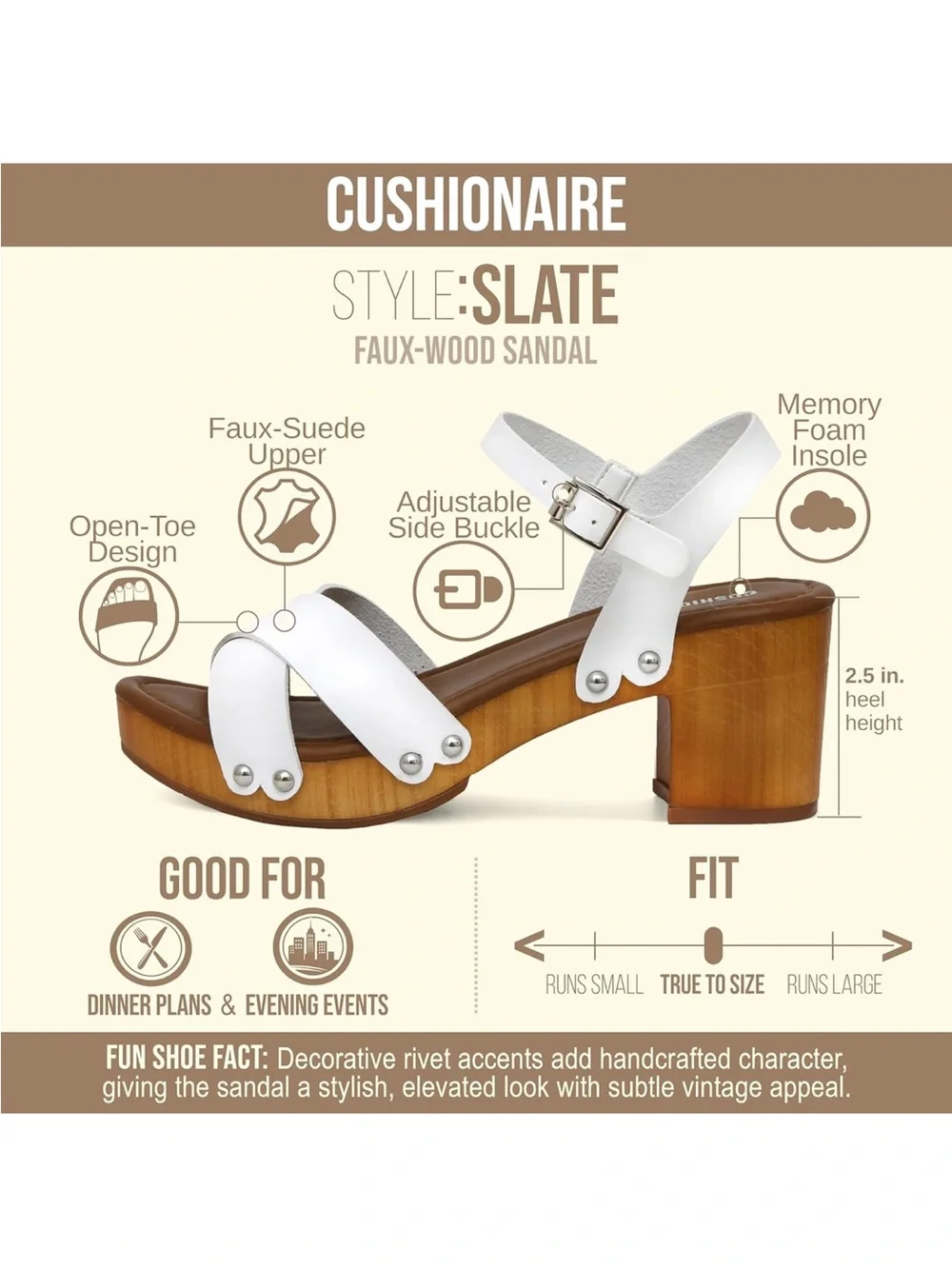 Cushionaire White Ankle-Strap Block Heel Sandal - Picture 11 of 12